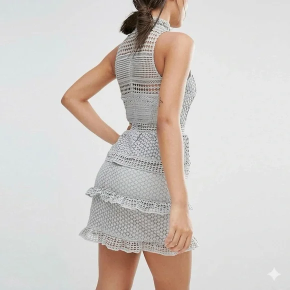 ASOS Missguided Lace Tiered High Neck Mini Dress Size 8 NWOT - Picture 7 of 10